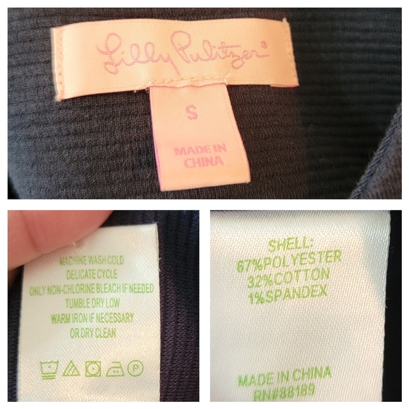 Lilly Pulitzer Charlene Shift Dress S Navy Blue Textured 3/4 Sleeve Minimalist - Picture 11 of 12